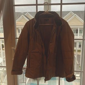 Lightweight quilted authentic Burberry quilted jacket with faux fur collar .